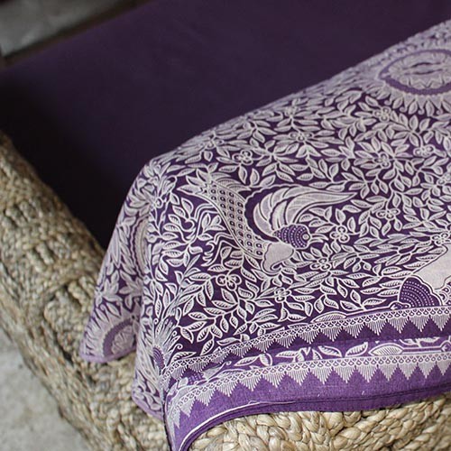  Sarong  traditionnel batik  ramage violet en  coton d 